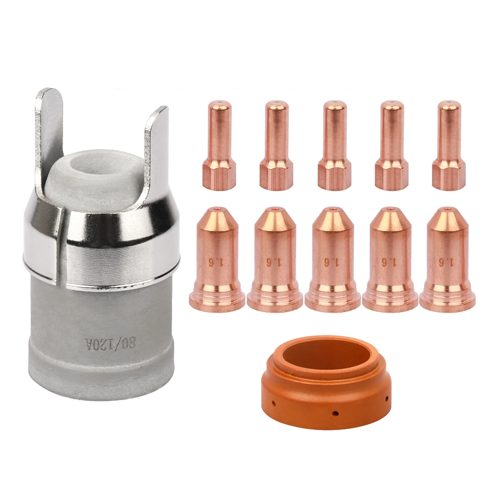 PT-100 PT100 IPT100 PTM-100 PTM100 Air Plasma Cutting Torch Retaining Cap Spacer Drag Cut Shield 5pcs Electrode 5pcs Nozzle