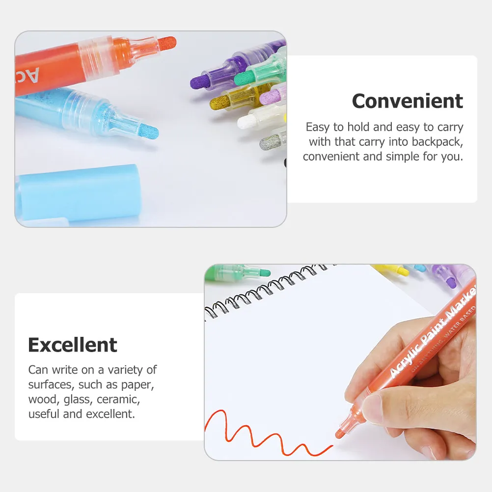 

12Pcs Creative Paint Markers Scrapbooking Drawing Pens Craft Paint Pens Portable Easy Use for Coloring Drawing and DIY Art