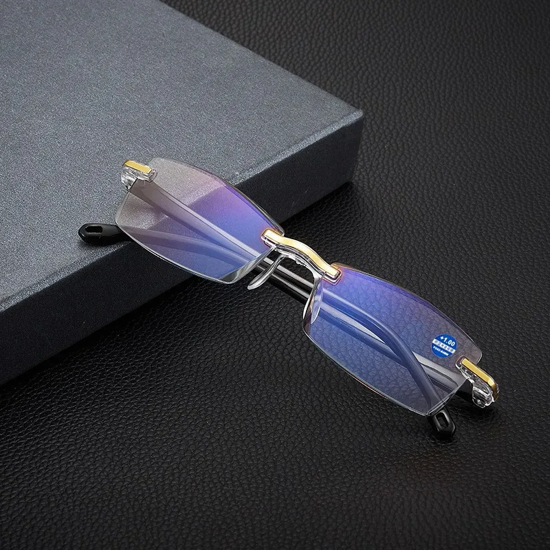

Unisex Frameless Reading Glasses Blue Light Blocking Computer Eyeglasses Presbyopic Rimless Eyewear Degree +1.0 To +4.0