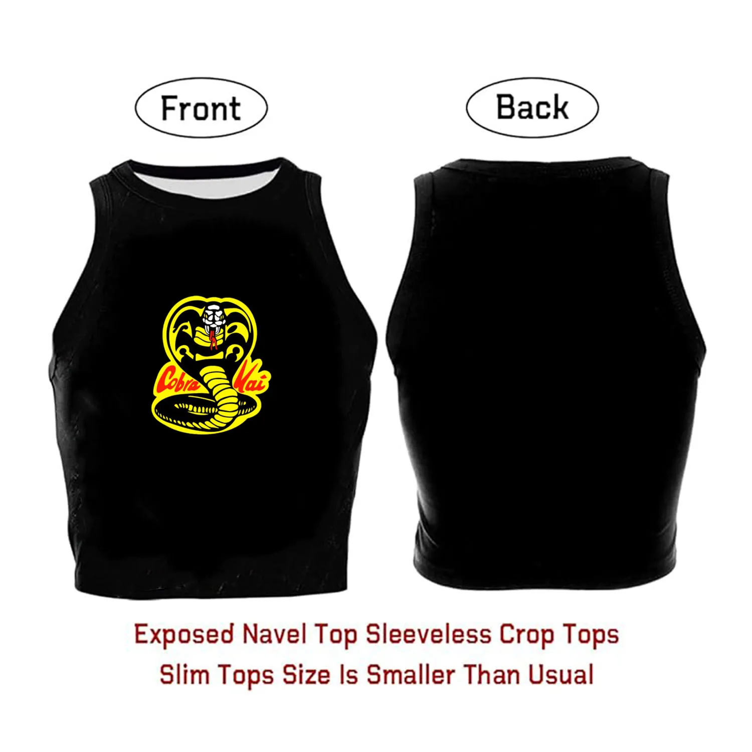 Animation Cobra Kai Women's Y2K Cool Sleeveless Round Neck Tank Top Graphic Print Short Vest Tee Cool Street Fashion Women Cloth