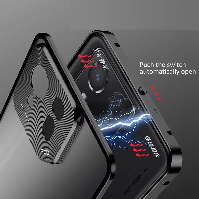 For Asus ROG Phone 9 Pro Case Metal Aluminium Magnet Shell Camera Protection Transparent Mobile Phone Cover For ROG Phone 8 Pro