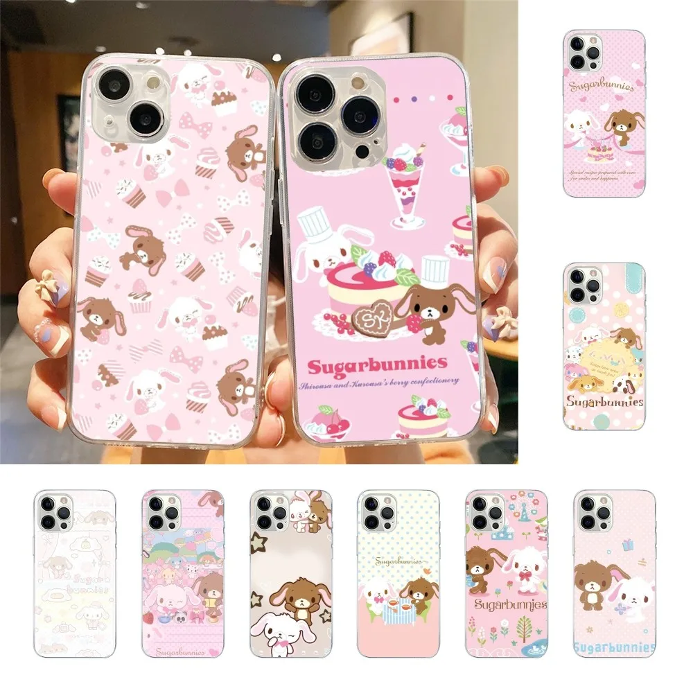 S-Sugarbunnies-S Cartoon Phone Case For Iphone 15 11 13 14 Pro Max 7 8 Plus X Xr Xs Max Se2020 12mini Transparent Cover