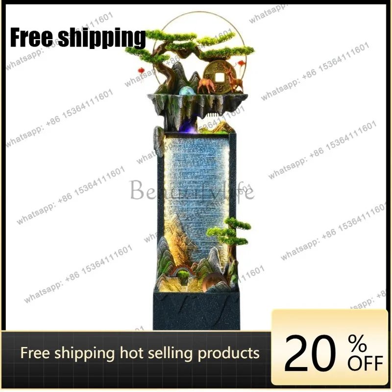 New Chinese-style mountain view water circulation fountain floor ornament living room home decoration