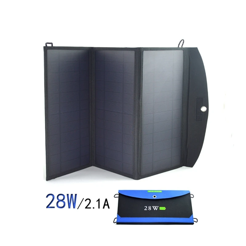 5V 28W Foldable Solar Panel Charger USB Output Fast Solar Charging Mobile Phones Power Bank Waterproof Solar Panel