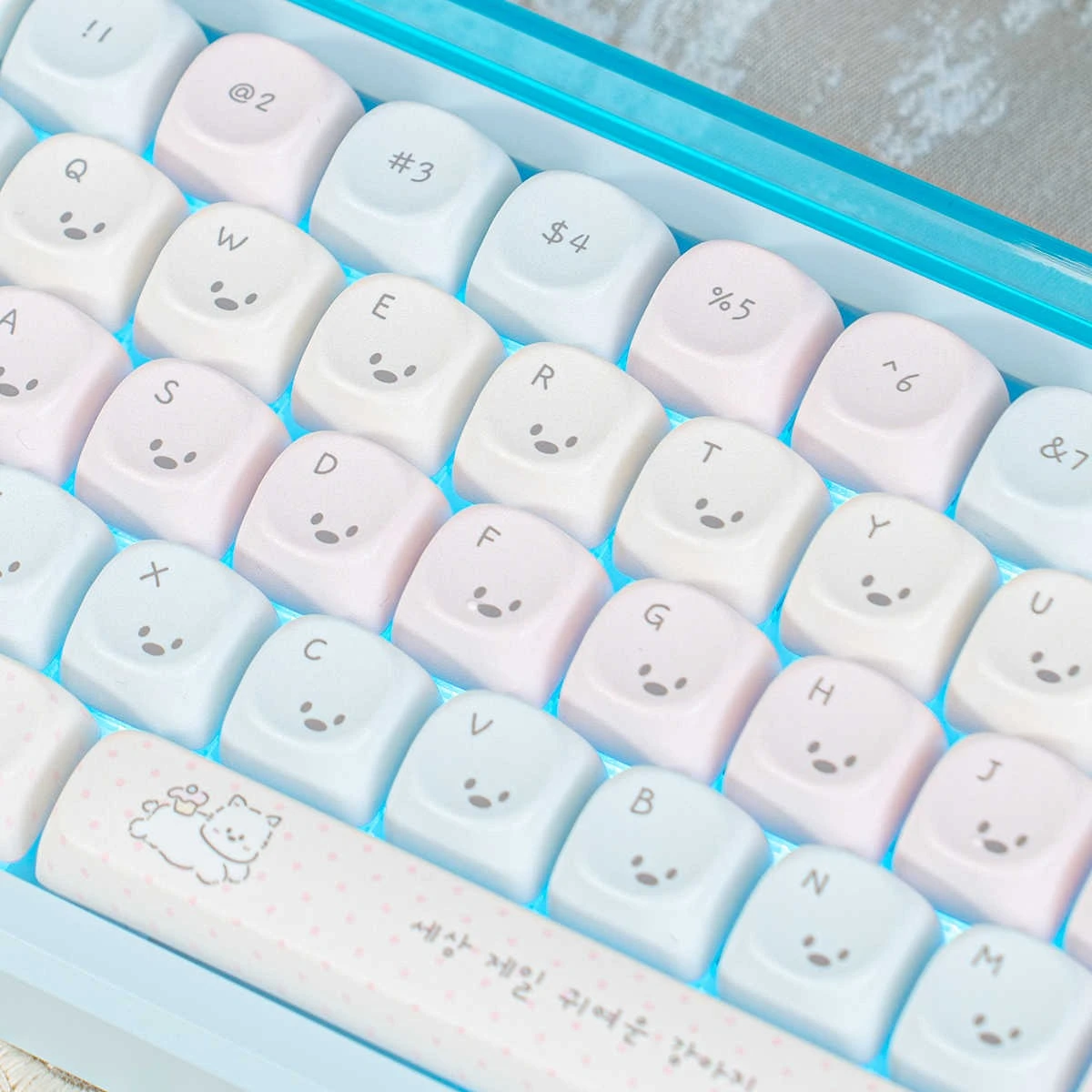 Cute Fluffy Puppy Keycaps MOA PBT Sublimation Printing for MX Switches ANSI Layout Mechanical Keyboard Woof Woof UniverseThemed