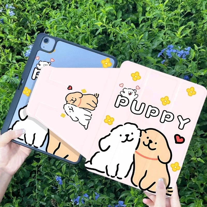 Line Puppy Pencil Slot Funda Case for 2021 7 8 9th 10.2 Funda Cover IPad 10th Generation Case 2022 IPad 5th Generation 9.7 Inch