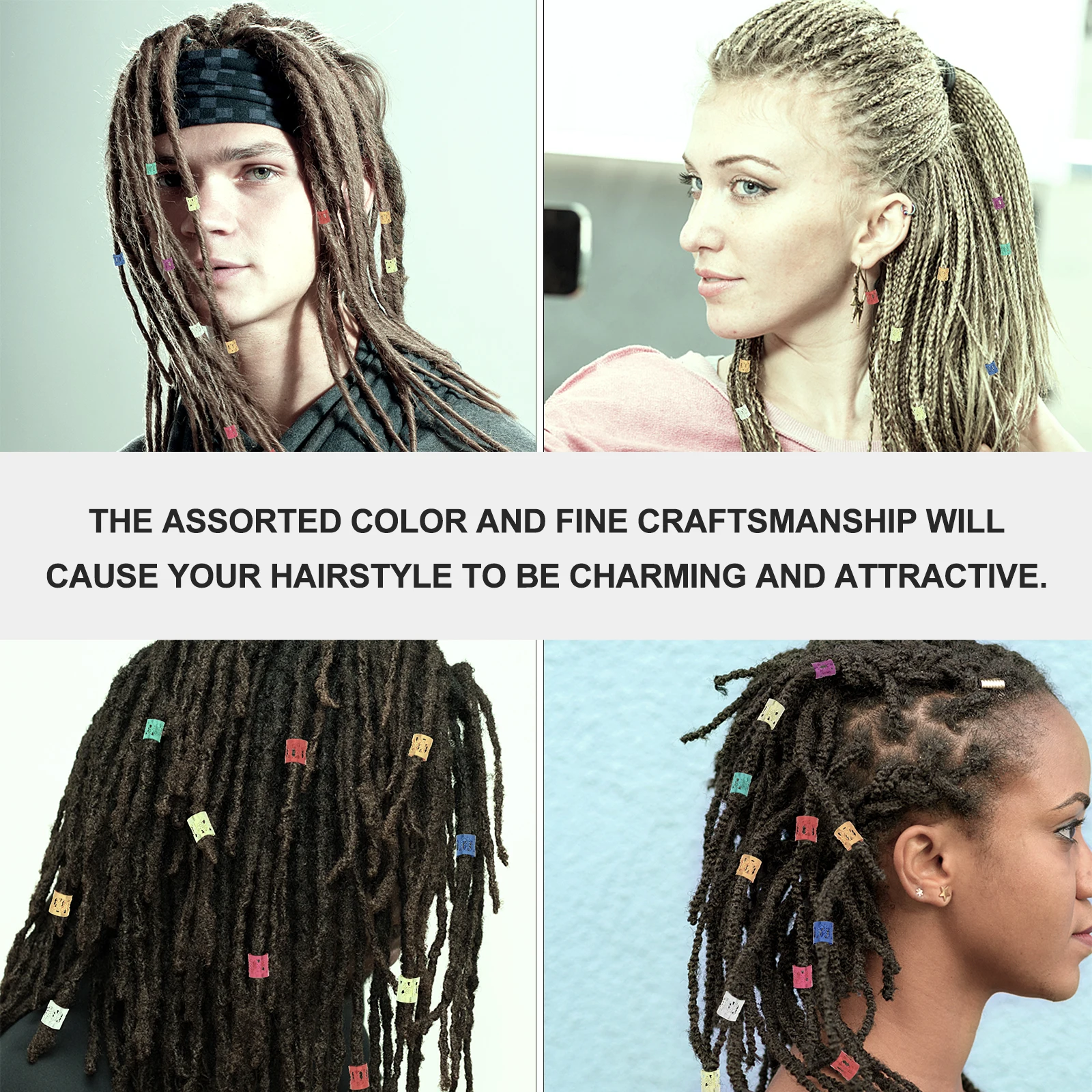 

120pcs Metal Hair Accessories Colorful Strings Braiding Beads Extensions Flexible Non Rust Adjustable Hair Braid Rings