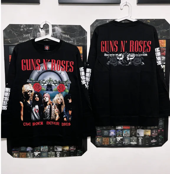 Guns N 'roses 3D Printed Long Sleeved T-shirt for Men and Women in Autumn and Winter, Featuring European and American Rock Music
