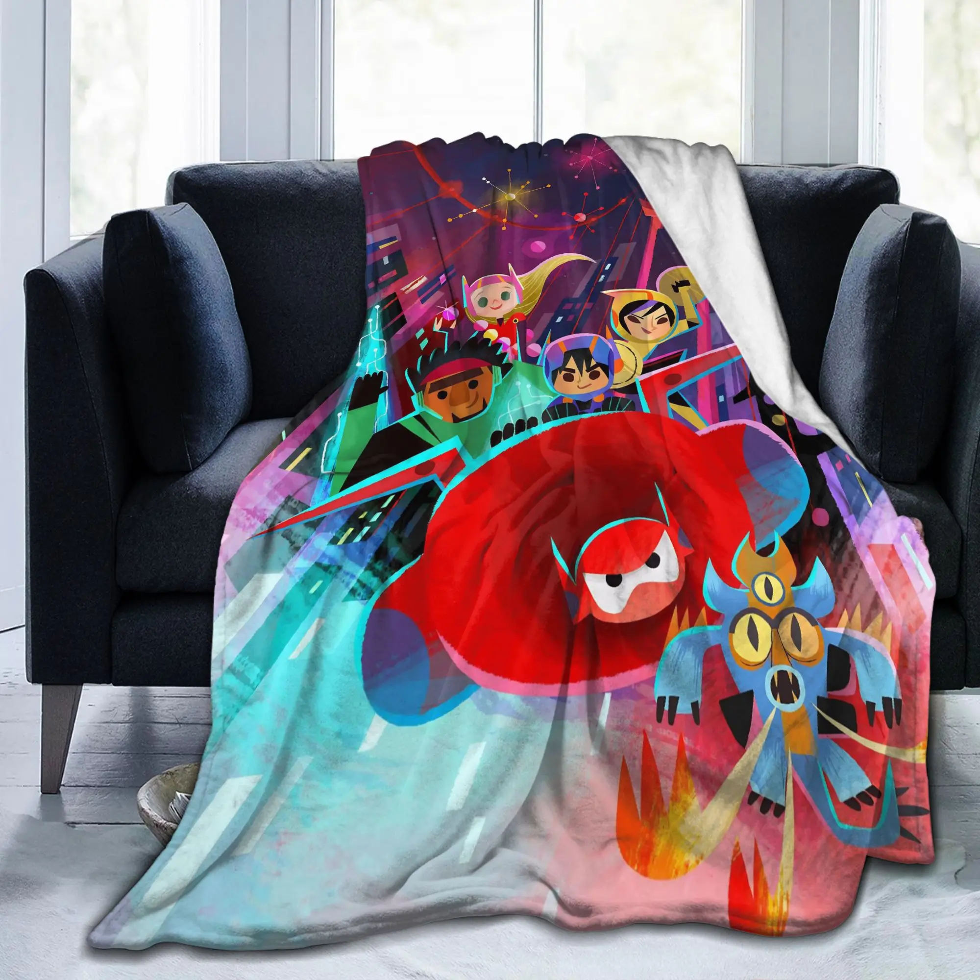 كبير بطل Baymax درع بطانية المرجان الصوف أفخم الخريف الشتاء هيرو حمادا تنفس خفيفة الوزن رمي بطانية للمكتب