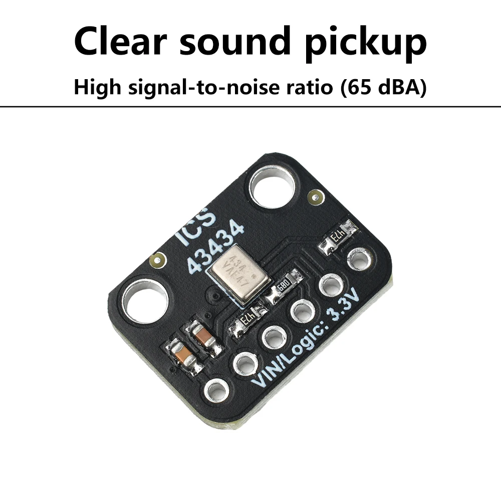 ICS-43434 I2S MEMS Microphone Module Breakout Low-Pass Mini Filter Module for Smart Voice Devices, Recording Systems, RC Drones