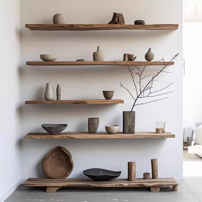 

Настенная полка-перегородка из массива дерева Wabi Sand Wind, декоративная полка для хранения в гостиной