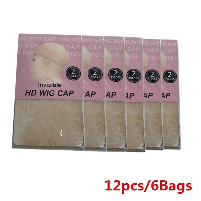 

1/6/12 Pack Wholesale Ultra Thin Invisible HD Wig Cap for Lace Front Wigs - Sheer Nylon Stocking Cap Bulk for Women