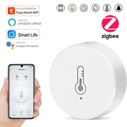 Sensor de temperatura y humedad para interiores, termómetro inteligente Tuya Zigbee, Monitor de vida inteligente, funciona con Alexa y asistente de Google Home