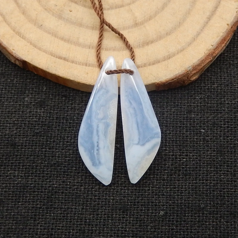 B & F الطبيعية الأزرق الدانتيل العقيق الكتلة أقراط الخرز 27x8x3 مللي متر 2.2 جرام اليدوية صنع المجوهرات الحجارة لوازم