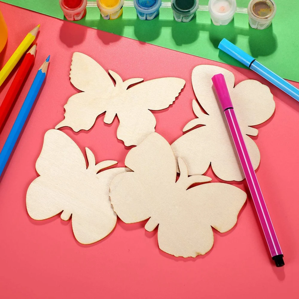 

40Pcs 4 Styles Butterfly Unfinished Wooden Butterfly Blank Shaped Slices Cutouts for DIY Painting Tags Wedding Home Decorations