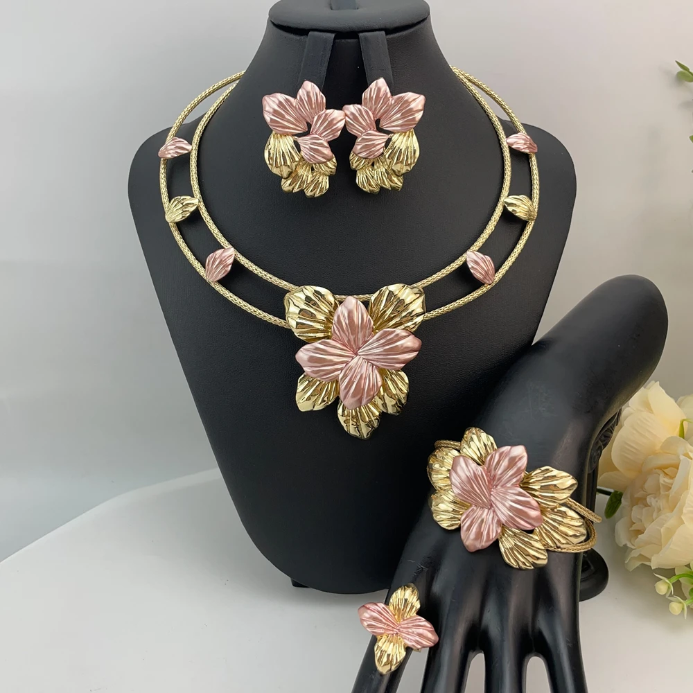 Brazilian Simple Style Big Bold Necklace Luxury Quality African Bride Jewelry Set For Women Party Gifts FHK23137