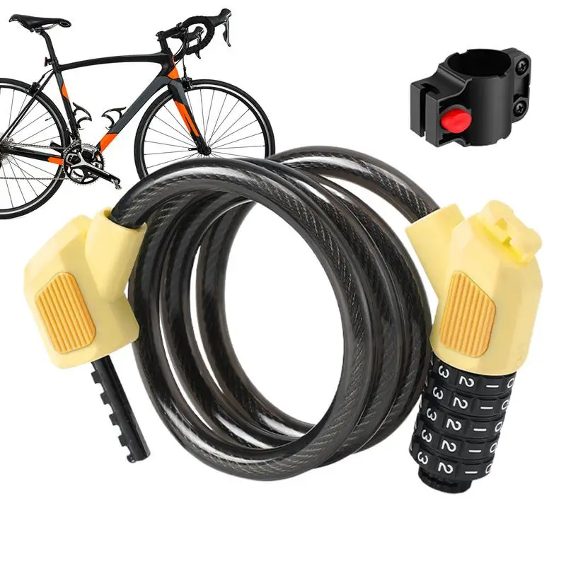 Combination Bikes Lock Cable Long Security Resettable Cable Lock 5-Digit Long Security Cable Heavy Duty Anti-Theft High Security