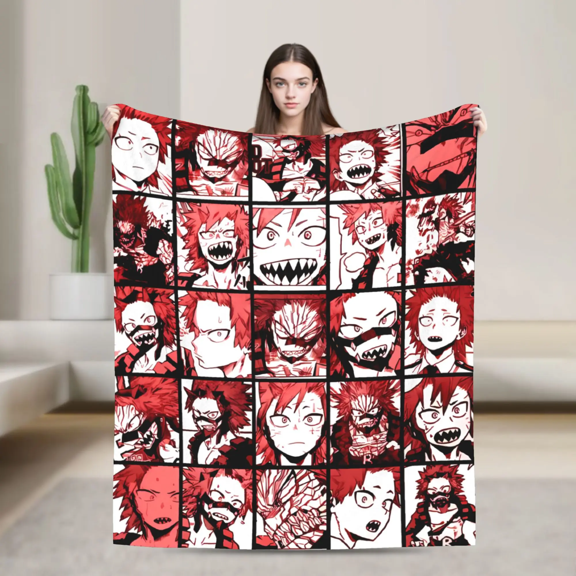MHA Villains B&W Collage Blanket My Hero Academia Warm Soft Plush Throw Blanket For Couch Bed Flannel Bedspread Bed Cover