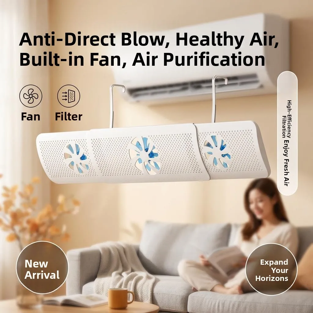 cooking-essential-wall-mounted-air-conditioner-windshield-filter-silent-circulating-fan-direct-blow-prevention-aluminum-alloy
