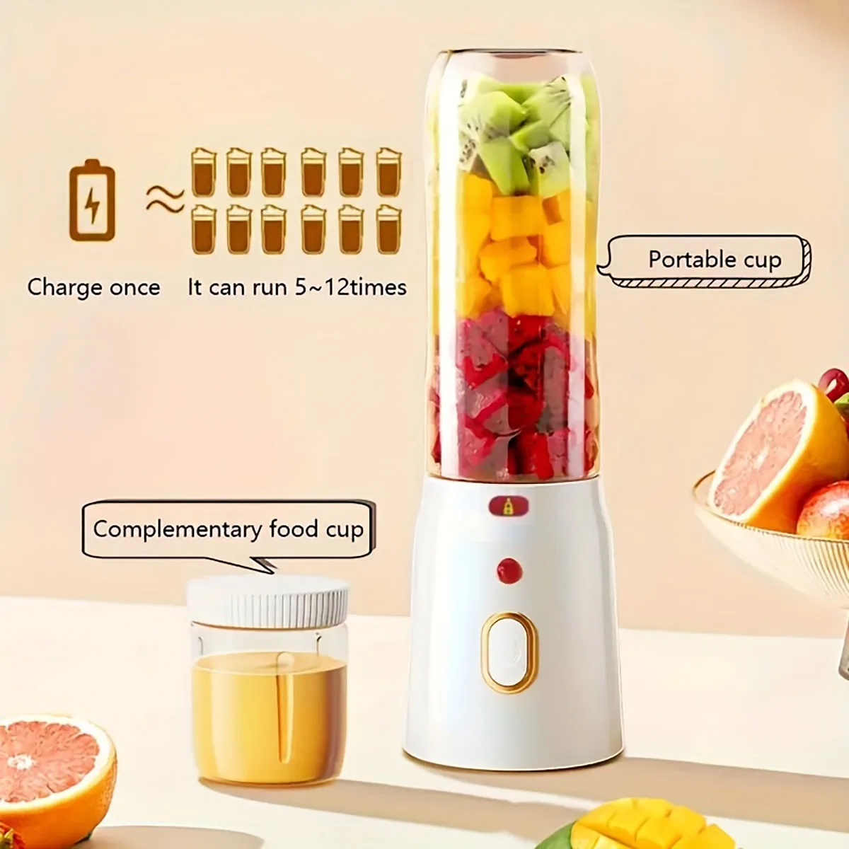Portable Wireless Juicer USB Charging, Convenient for Juicing, Ideal for Home Use, Suitable for Students, Office Workers