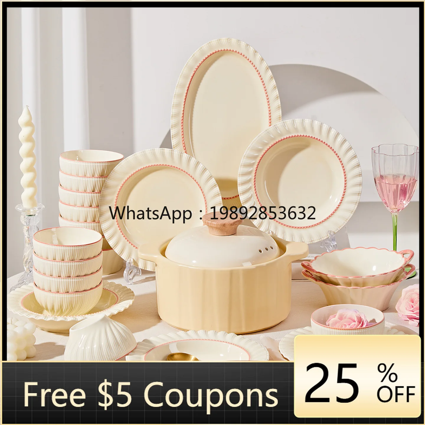 

HYS Underglaze Color High Value Dish Set Ceramic Tableware Household Dish Set