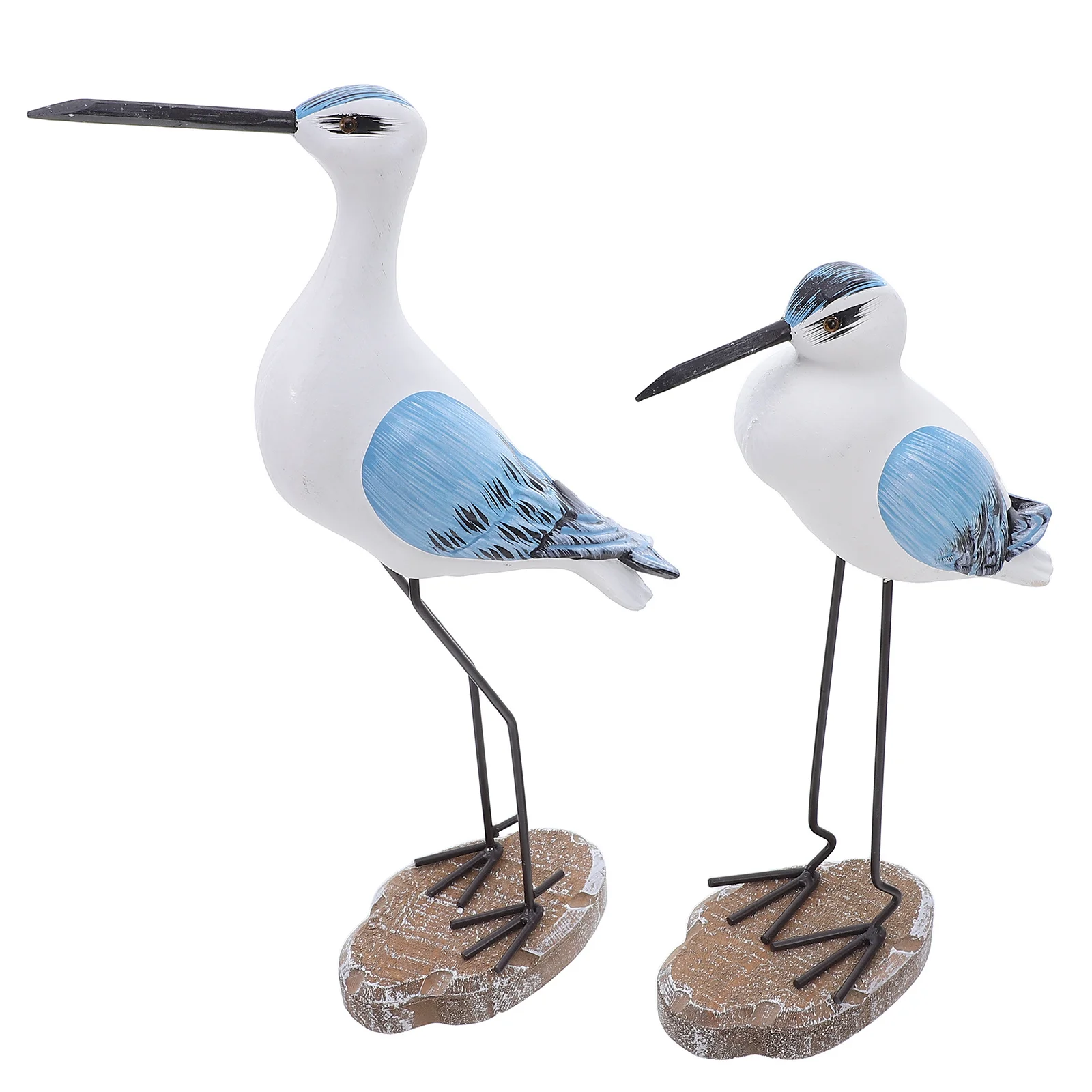 

2Pcs 12 13 Hand Carved Wooden Seagull Sculpture Nautical Coastal Decor Shelf Mantel Tabletop Ocean Home Statue