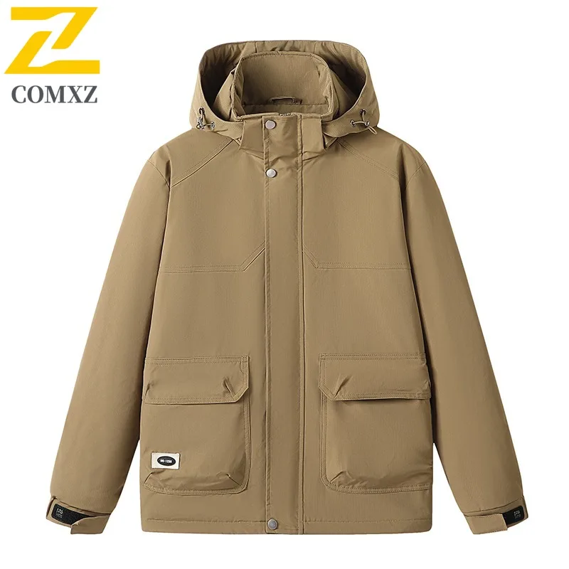COMXZ 2025 الرجال الشتاء وسادة مبطنة القطن عمال معطف كبير الحجم سترة سميكة حجم كبير متعدد جيب القطن معطف 8XL