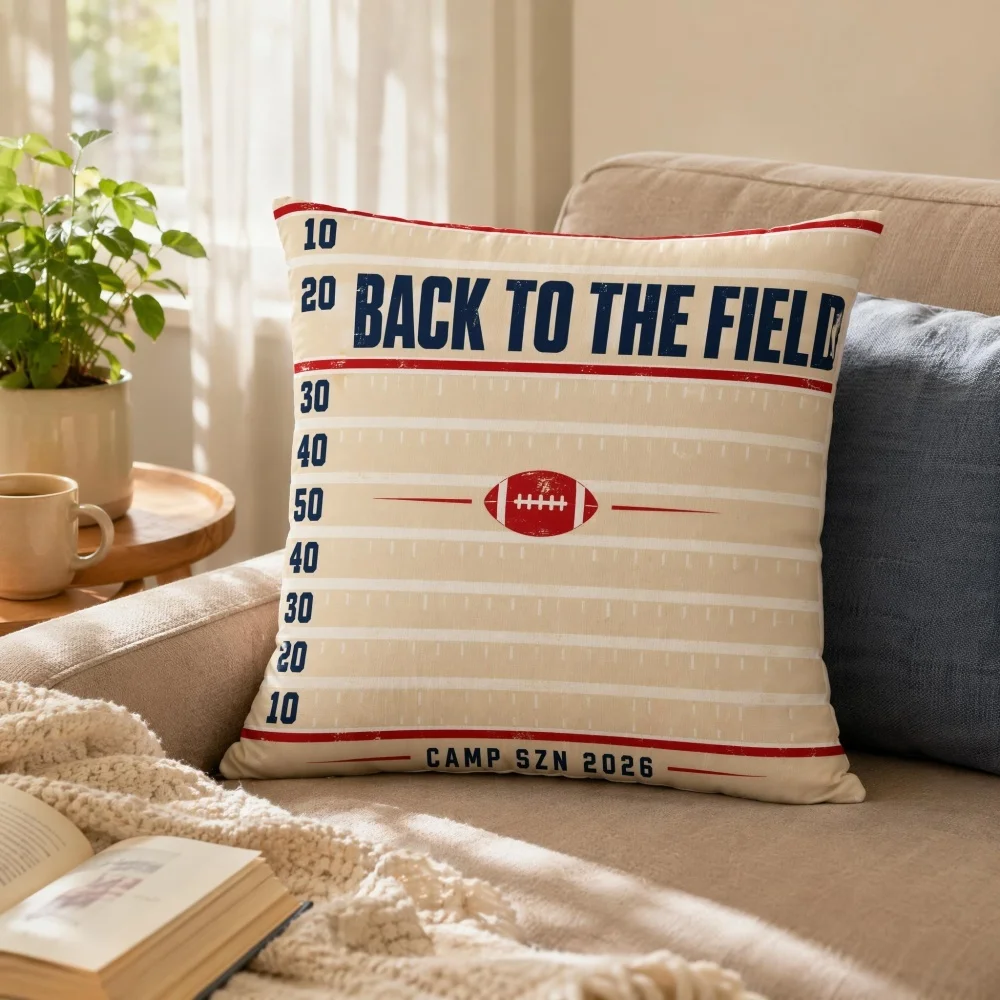 Full Filled Decor Throw Pillow Vintage Football Yard Marker Pattern Square Complete Cushion for Living Room Bedroom Sofa