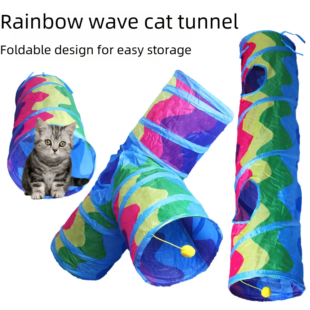 New pet supplies cat tunnel folding storage stack cat Channel wave cat toy drill barrel factory direct sales Cat nap plush Snake