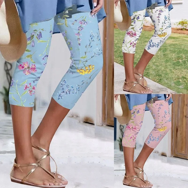 Digital Print Slim Fit 7/8 Length Casual Women's Base Layer Pants New Arrival Tummy Control Polyester Blend Summer Wear — купить у AliExpress WW