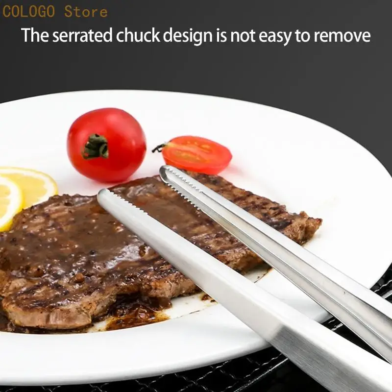 Stainless Steel Kitchen Tongs With Comfortable Handle Locking Adjustable Jaw For Gripping And Serving Various D0LD