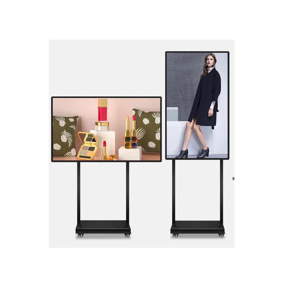 55 Inch LCD Advertising Display FHD/4K Digital Stand 1000-3000 Nit High Brightness Display Movable Digital Signage and Display