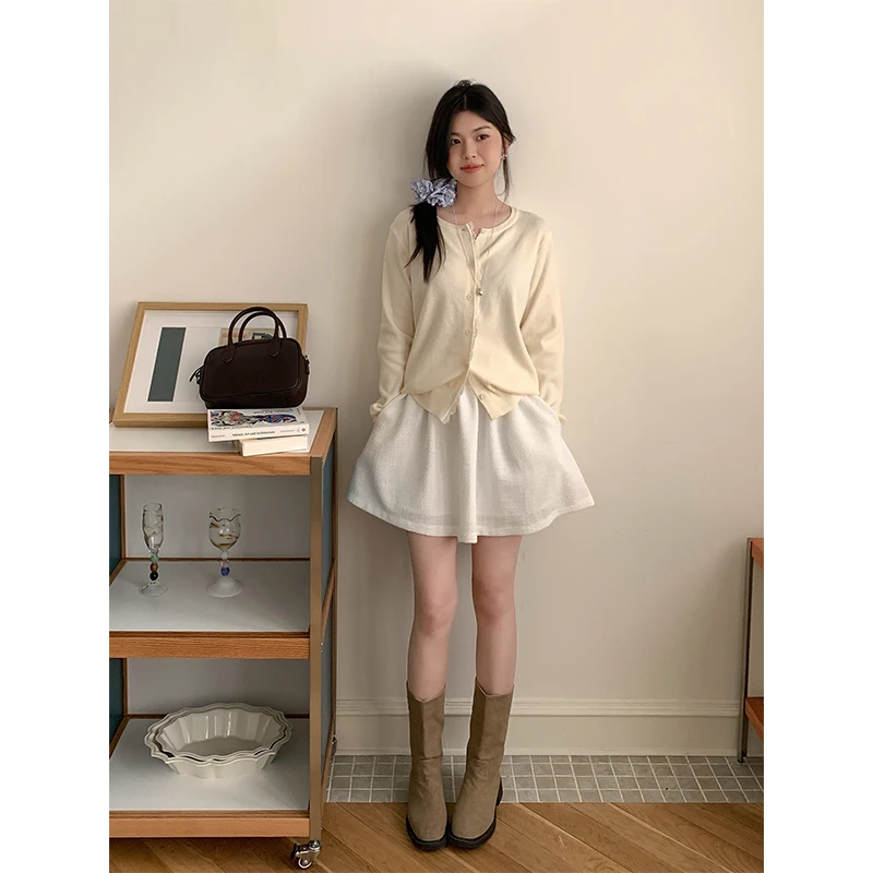 

Юбка Sweetknit в корейском стиле А-силуэта с цветочным узором, из полиэстера, весна 2025, новая коллекция, омолаживающая модель