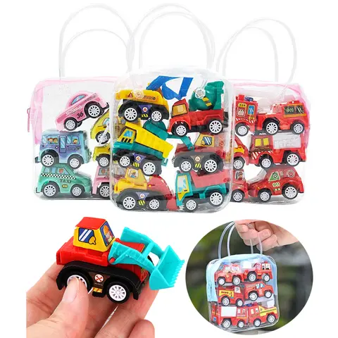 6Pcs/set Children Pull Back Car Toy Set Mini Inertial Engineering Vehicles for Kids Gifts Cartoon Cute Style Play Vehicles TMZ