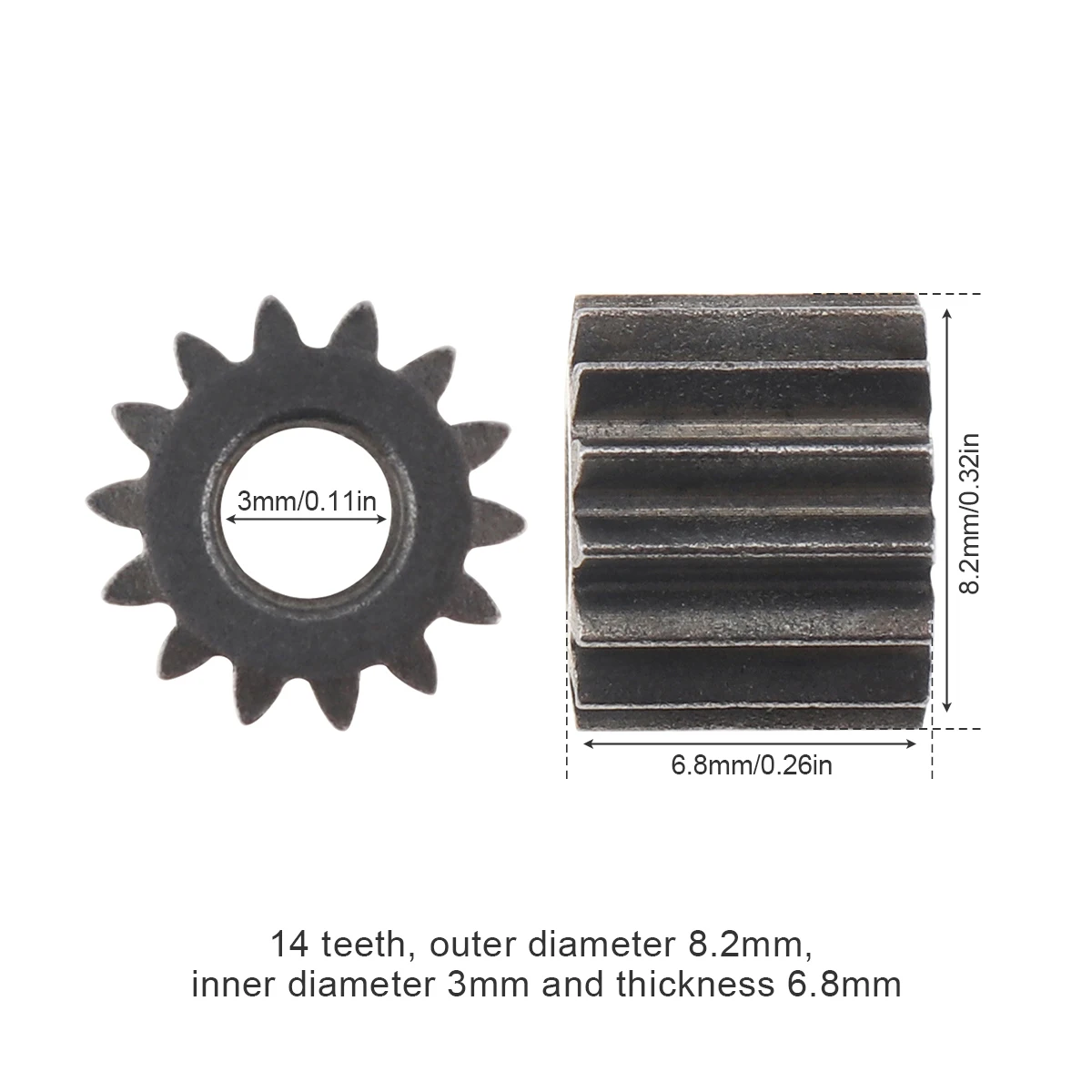 Substituível Motor Gear para RS550, Engrenagens do Motor, 14 Dentes, 8.2mm de Diâmetro, 10.8V, 12V, 14.4V, 16.8V, 18V, 21V, DC Motor Tools