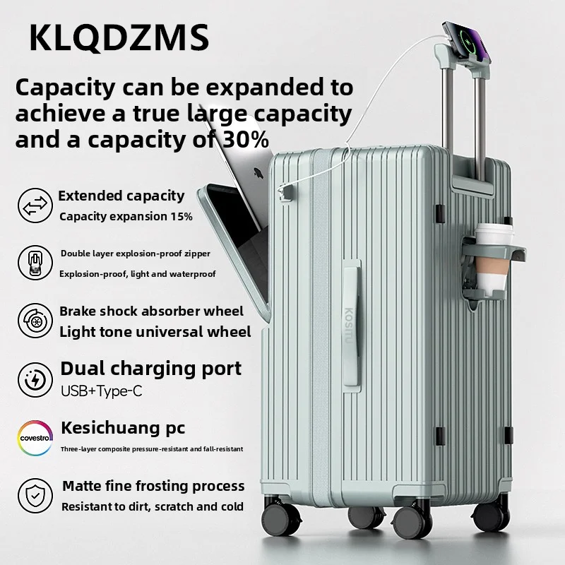 KLQDZMS Luggage Front Opening Boarding Box Large Capacity Trolley Case 20