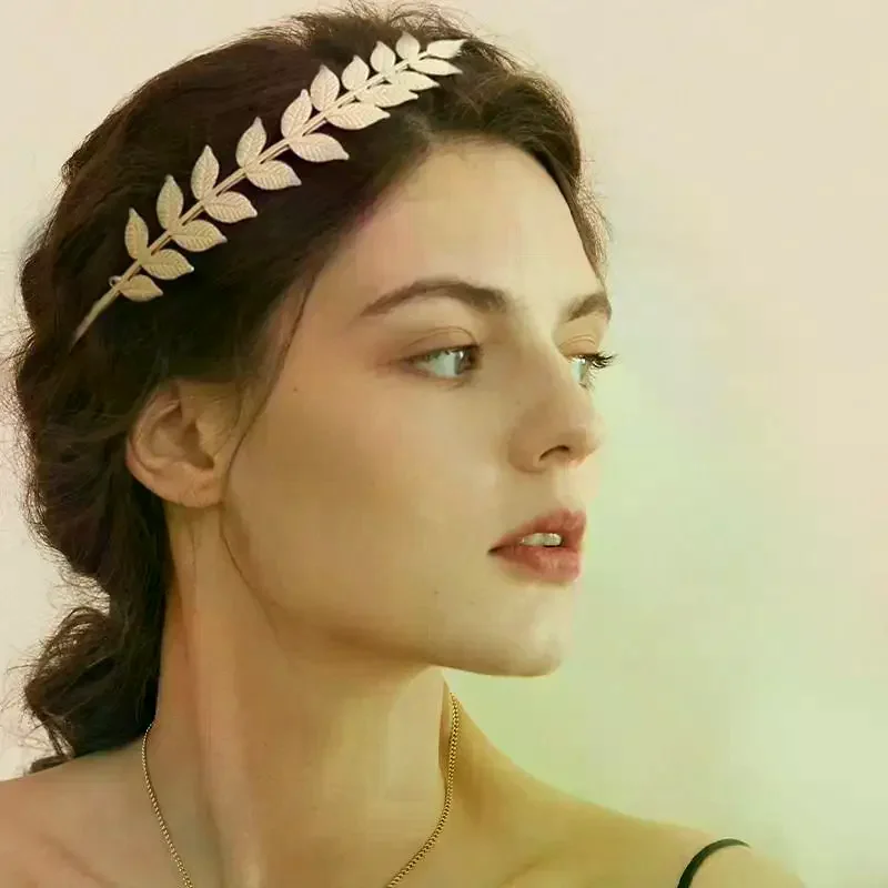 

Новая повязка на голову в стиле ретро золотого цвета с листьями, головной убор, корона, тиара, головной убор, богиня, греческая голова, украшения для невесты, свадебные аксессуары для волос