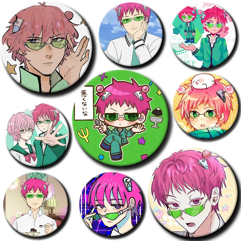 Персонаж мультфильма Saiki Kusuo, мягкая кнопка, значок на булавке, аниме Saiki Kusuo, брошь, креативный значок для рюкзака, украшение для одежды, подарок
