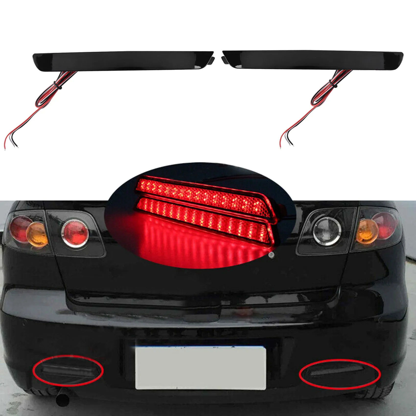 Car Rear Bumper Reflector Lights Dustproof Waterproof Tail Stop Running Lamps Brake Light for 3 AXELA 2004-2009