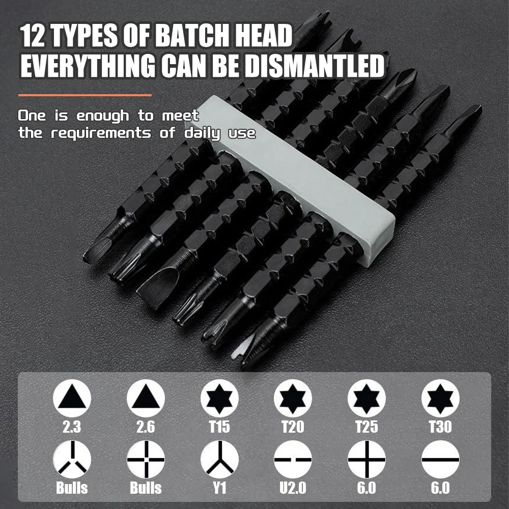 13 in1 Ratchet Screwdriver Rotating Handle Set Portable Detachable Crv Multi U Type Y Shaped Phillips Cross Triangle Torx Head