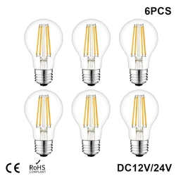 Filamento de luz Led de bajo voltaje, lámpara E26, E27, DC12V, 24V, A19, 6W, 2700K, 4500K, RV, locomotora, luz para habitación