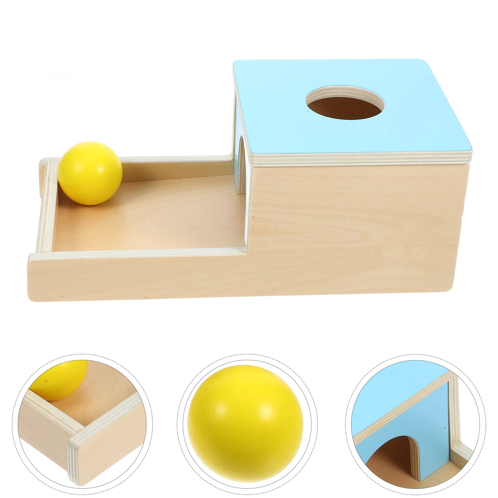 1 set di scatole per palline di legno che cadono il giocattolo migliora le abilità motorie per bambini che afferrano la superficie liscia per bambini sensoriali