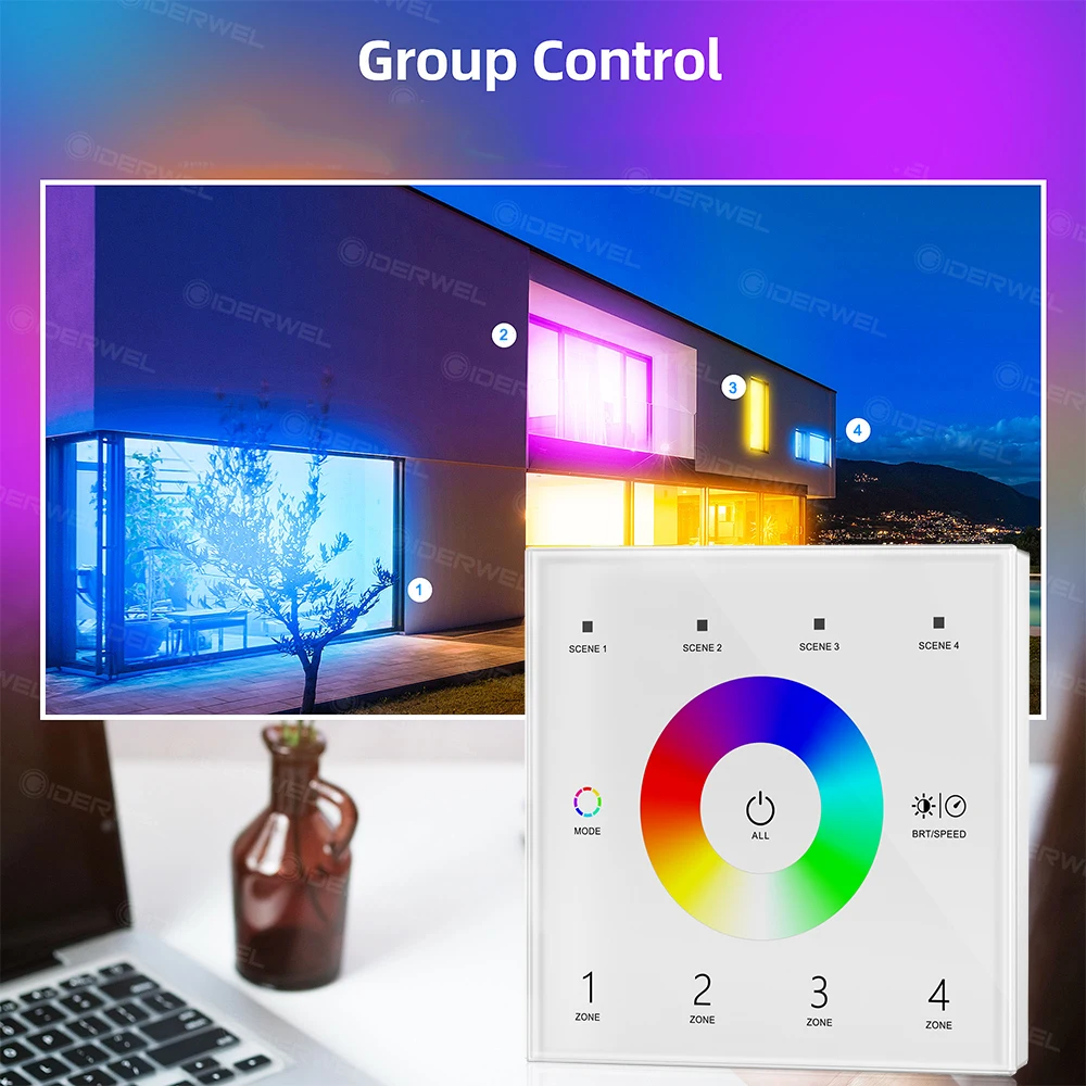 Controller DMX512 a 4 zone interruttore dimmer touch panel a parete controller RGB RGBW DMX controller striscia di controllo remoto RF 2.4G