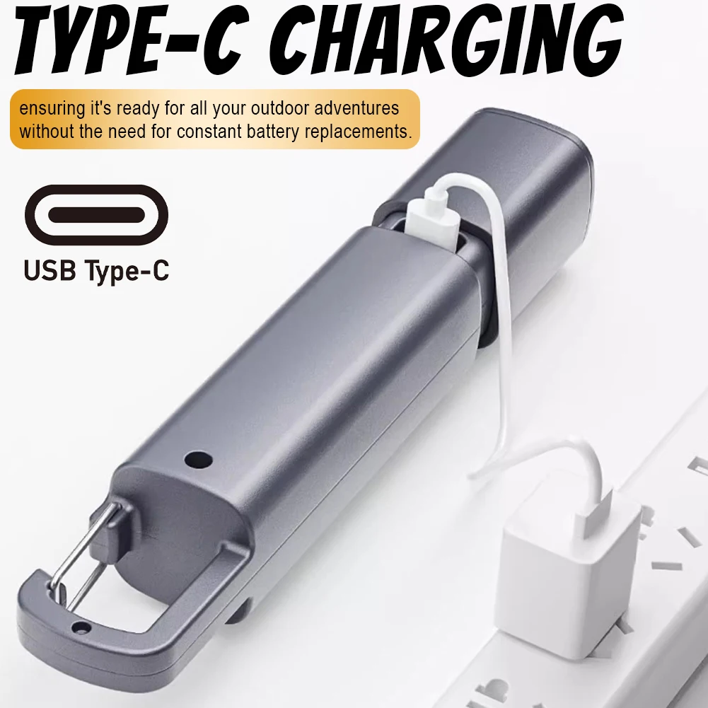 Super Bright Flashlight with Hook Mini Portable LED Torch USB Charging Ultra Bright LED Torch 800mAh for Outdoor Hiking Fishing