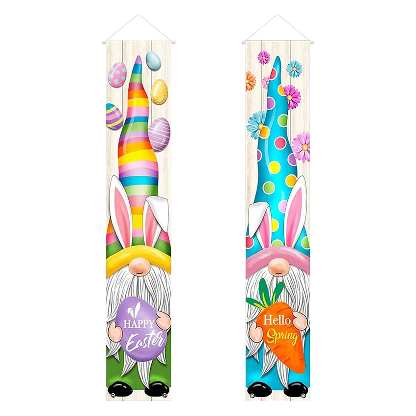 Easter Door Banner Decoration Indoor & Outdoor Colorful Dwarf Bunny Living Room Kitchen Party Dedicated Rustic Easter Banner
