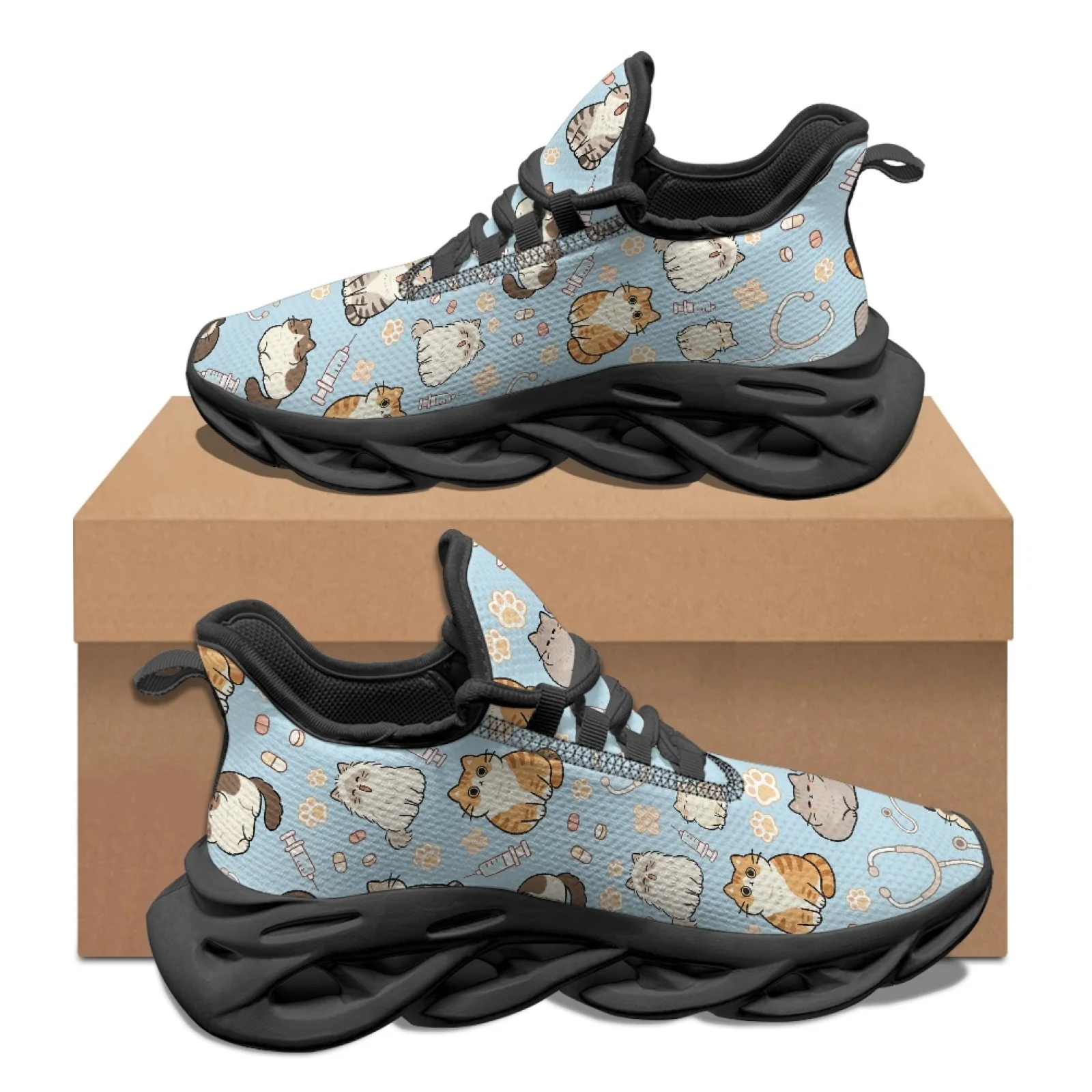 PENSTROLL Cartoon Medical Cat Tennis Running Shoes Mesh & EVA Fashion Sneakers Lightweight Men's Running Shoes for Youth