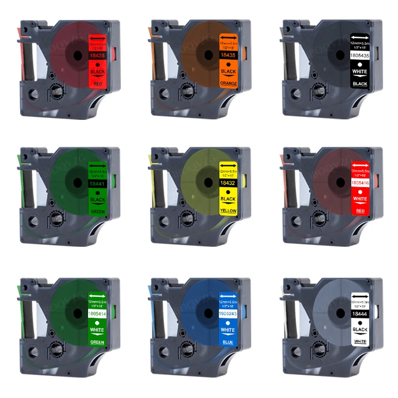 Industrial IND Polyester Vinyl Nylon Tapes for Dymo Rhino 4200 5000 5200 6000 Label Maker 8443 18444 18445 9mm 12mm 19mm 24mm