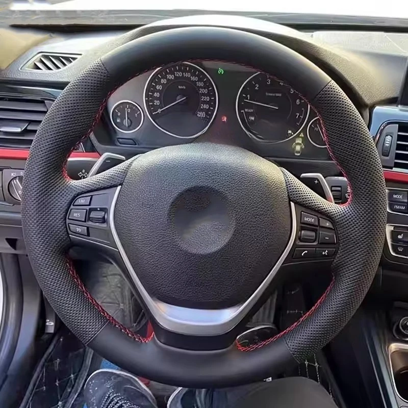 Customized Car Steering Wheel Cover Non-slip Leather Braid Car Accessories For BMW 3 Series F20 F21 F22 F30 F34 F36