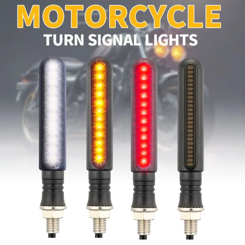 

4Pcs Motorcycle 24LED Two-color Flowing Turn Signal Lamp Indicator Lamp Daytime Running Light Brake Light Car Accessories