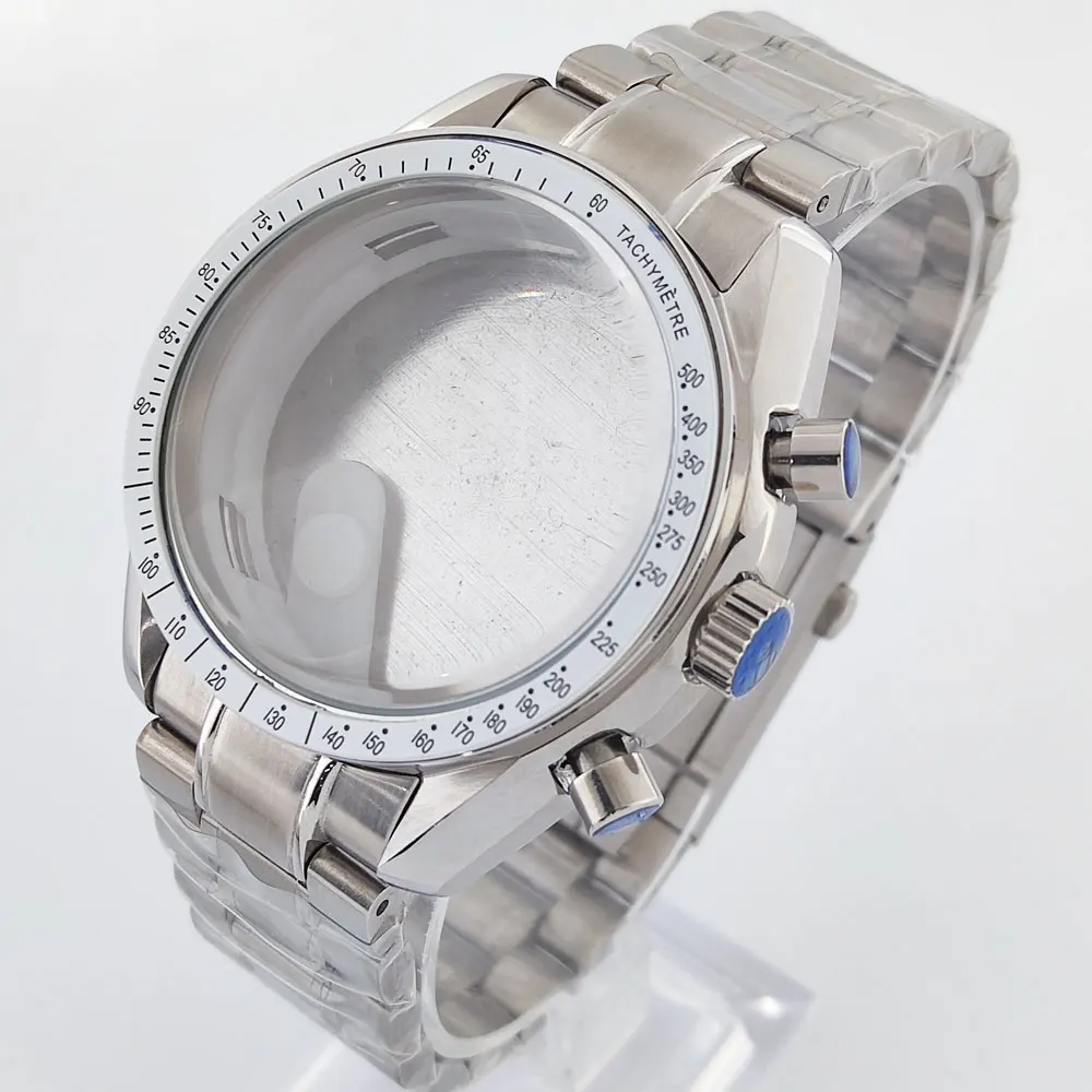 VK63 Case Sapphire glass/mineral glass 39.7mm watch case stainless steel timing code case fits vk63 case Watch replacement parts